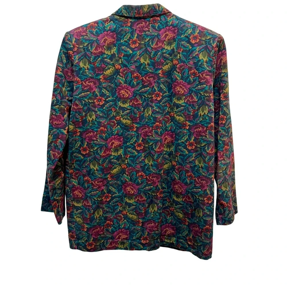 Vtg Floral Tapestry Style Blazer Jacket Small Cottagecore Dark Academia Romantic